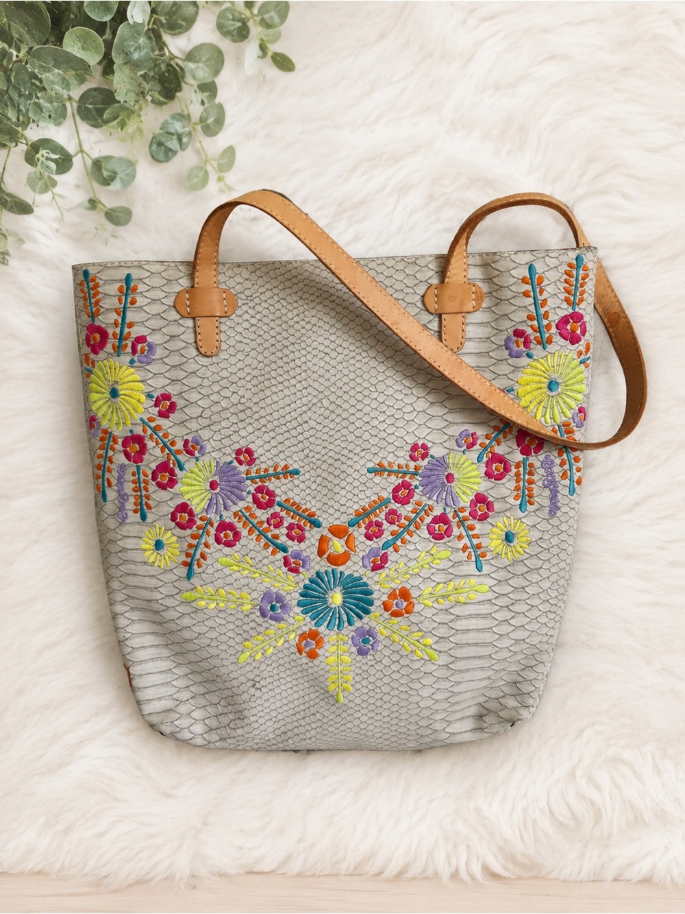 Consuela Songbird Classic Tote Floral Embroidered Retired Bag